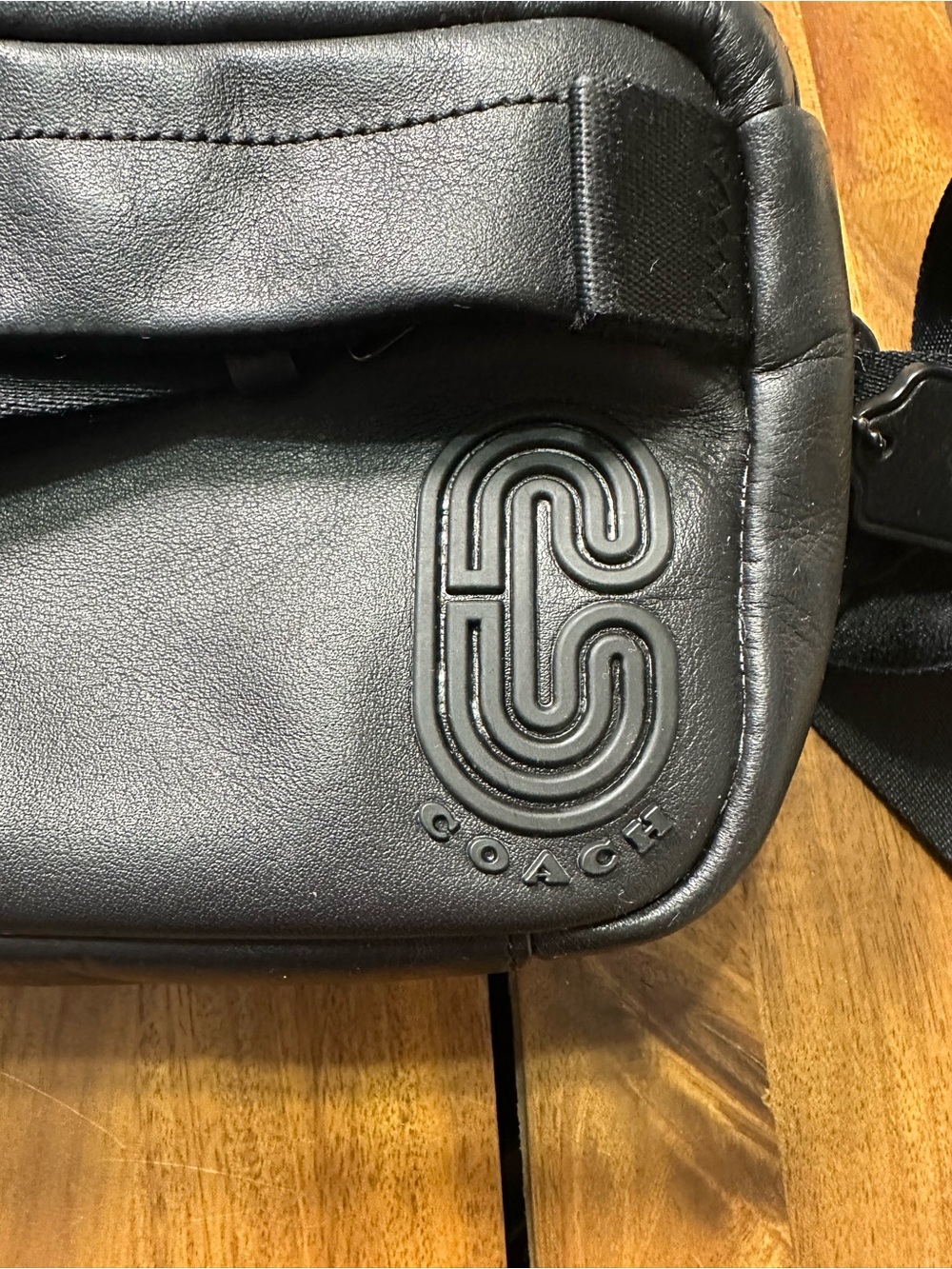 Coach Mini Edge Black Leather Belt Bag/Sling Pack - Picture 4 of 9